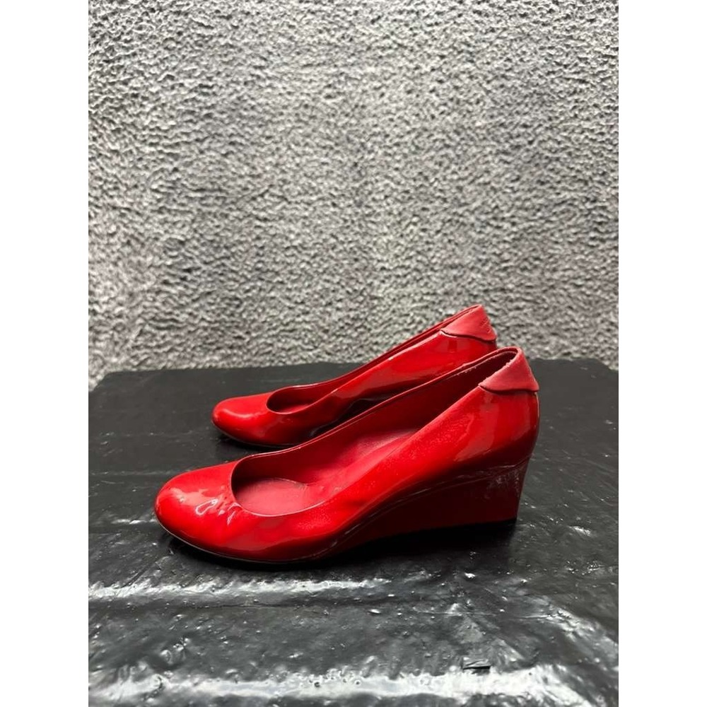Gucci Patent Leather Round Toe Slip-On Wedge Pumps Red Womens Size 38.5 EU‎ - Picture 5 of 14